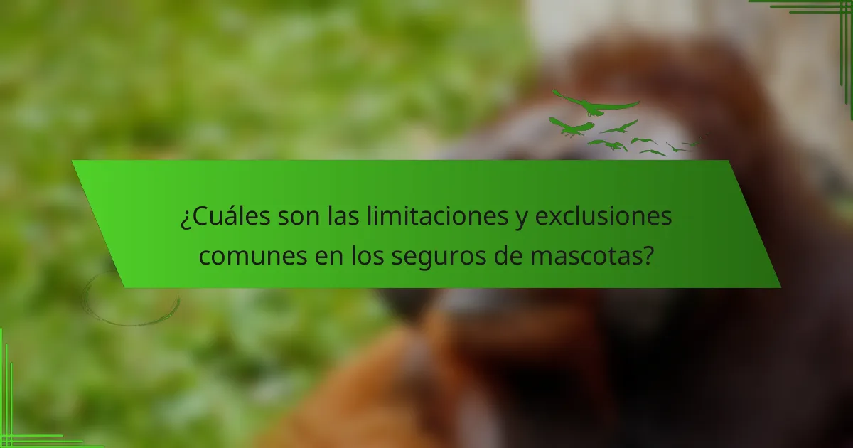 ¿Cuáles son las limitaciones y exclusiones comunes en los seguros de mascotas?