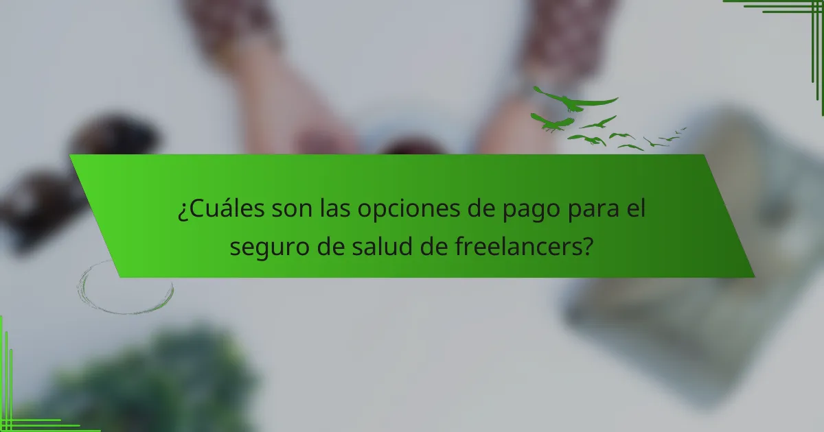 ¿Cuáles son las opciones de pago para el seguro de salud de freelancers?