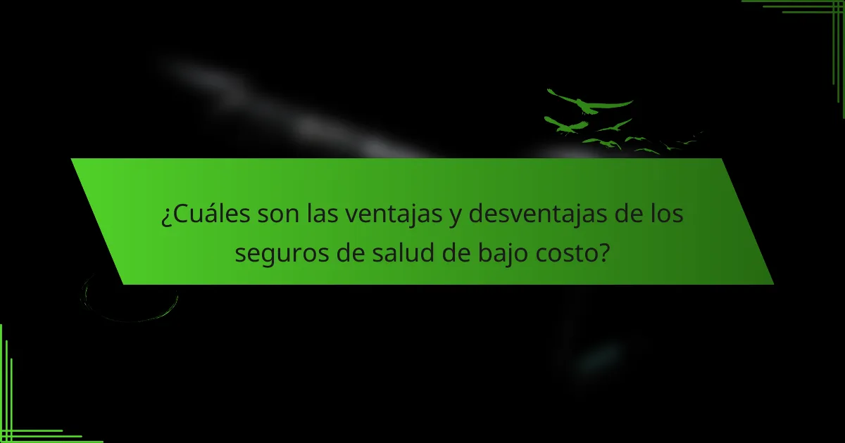 ¿Cuáles son las ventajas y desventajas de los seguros de salud de bajo costo?