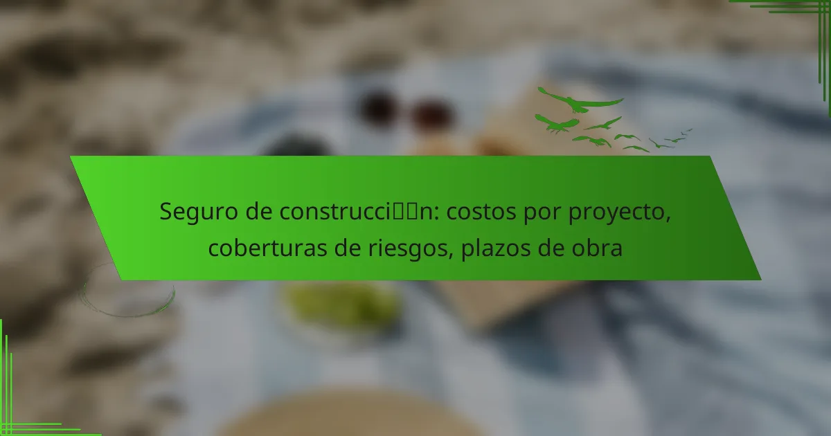 Seguro de construcción: costos por proyecto, coberturas de riesgos, plazos de obra