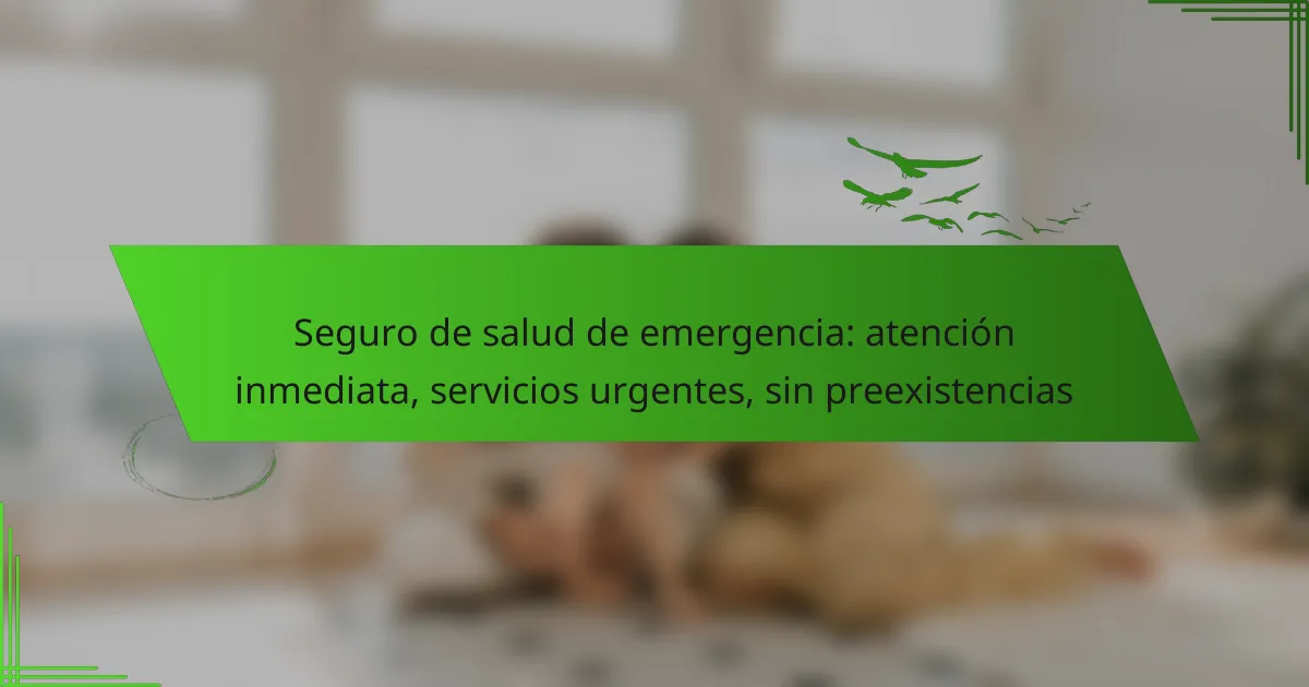 Seguro de salud de emergencia: atención inmediata, servicios urgentes, sin preexistencias