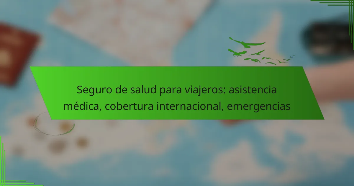 Seguro de salud para viajeros: asistencia médica, cobertura internacional, emergencias
