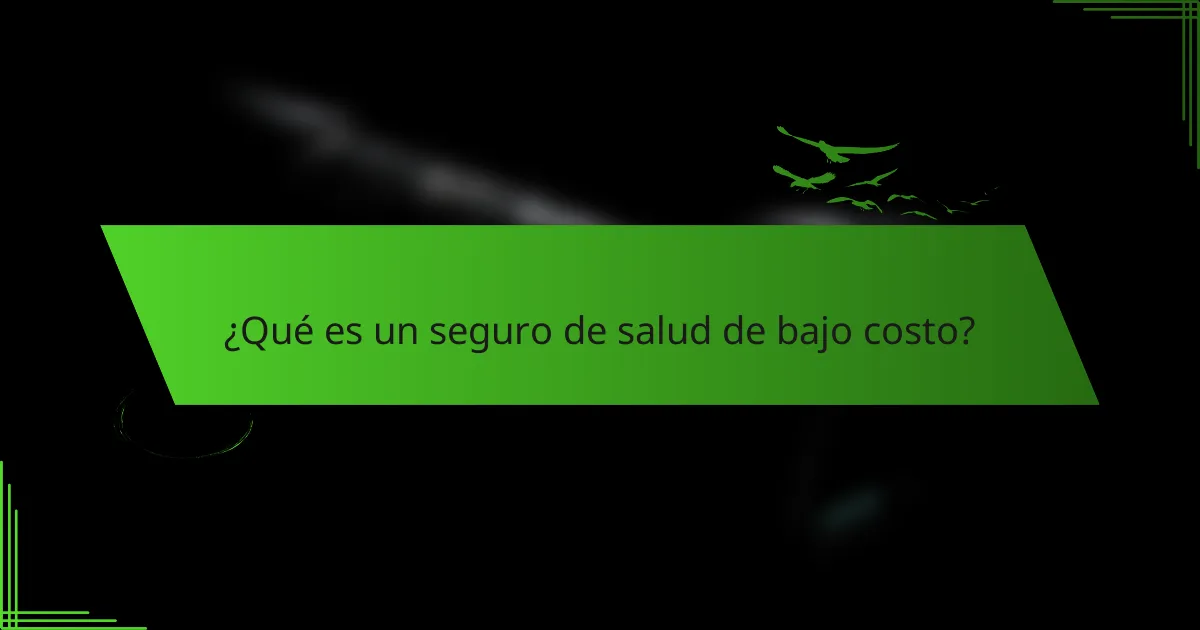 ¿Qué es un seguro de salud de bajo costo?