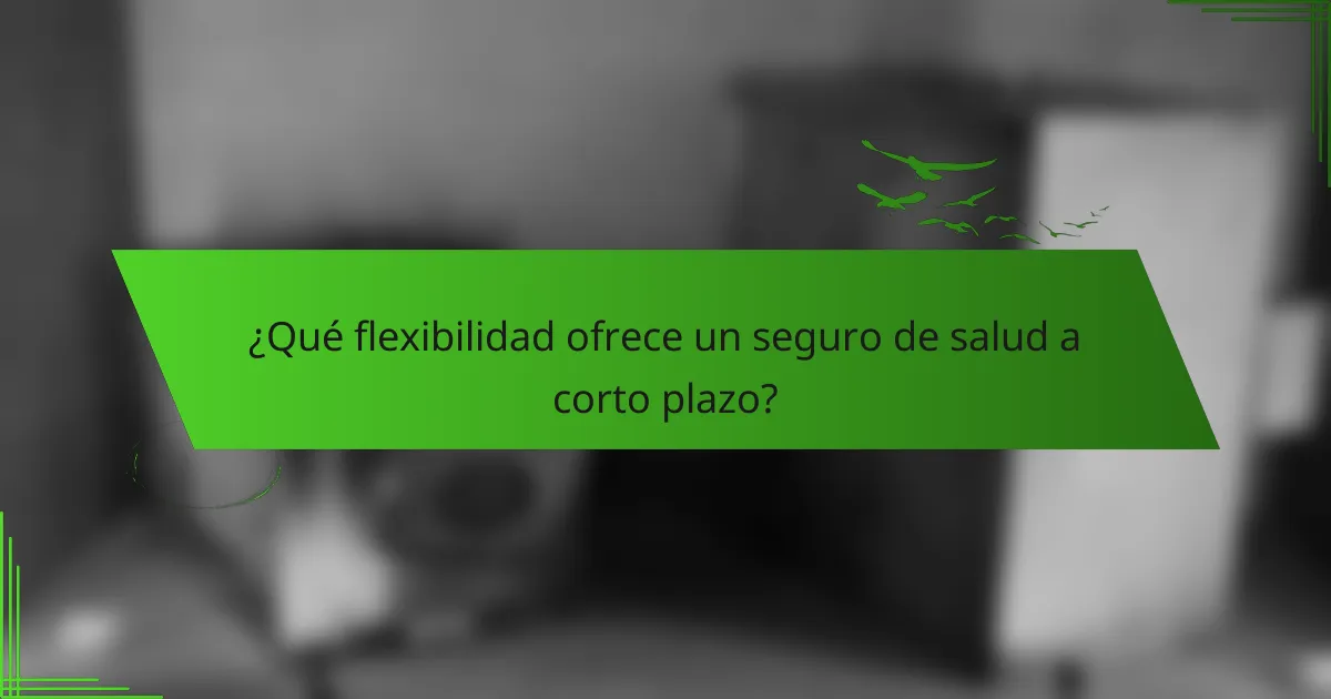 ¿Qué flexibilidad ofrece un seguro de salud a corto plazo?