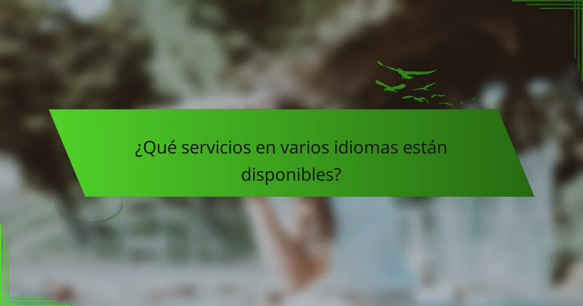 ¿Qué servicios en varios idiomas están disponibles?